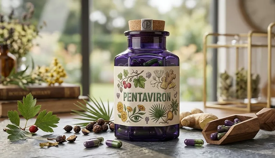 Pentaviron supplement capsules product photography
